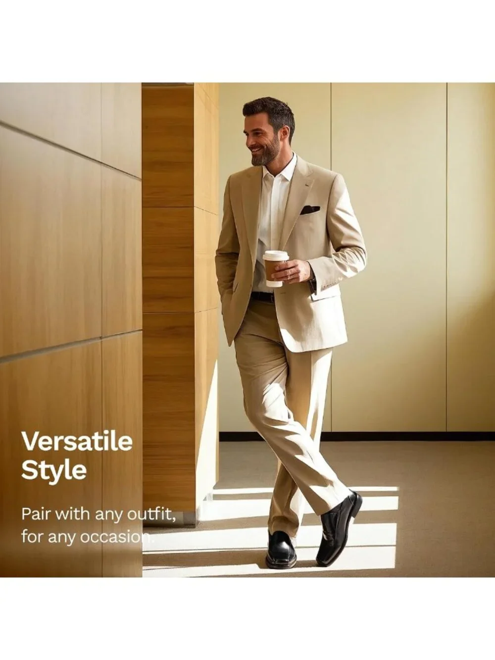 Men's Slip-On Dress Loafers | Formal Classic Square Toe Shoes for Office